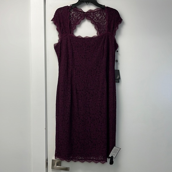 Adrianna Papell Women's Purple Lace Cap Sleeve Cocktail Dress